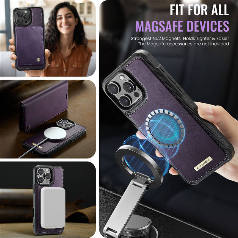 CaseMe iPhone 16 Pro Max 2-in-1 Magnetic Wallet Case