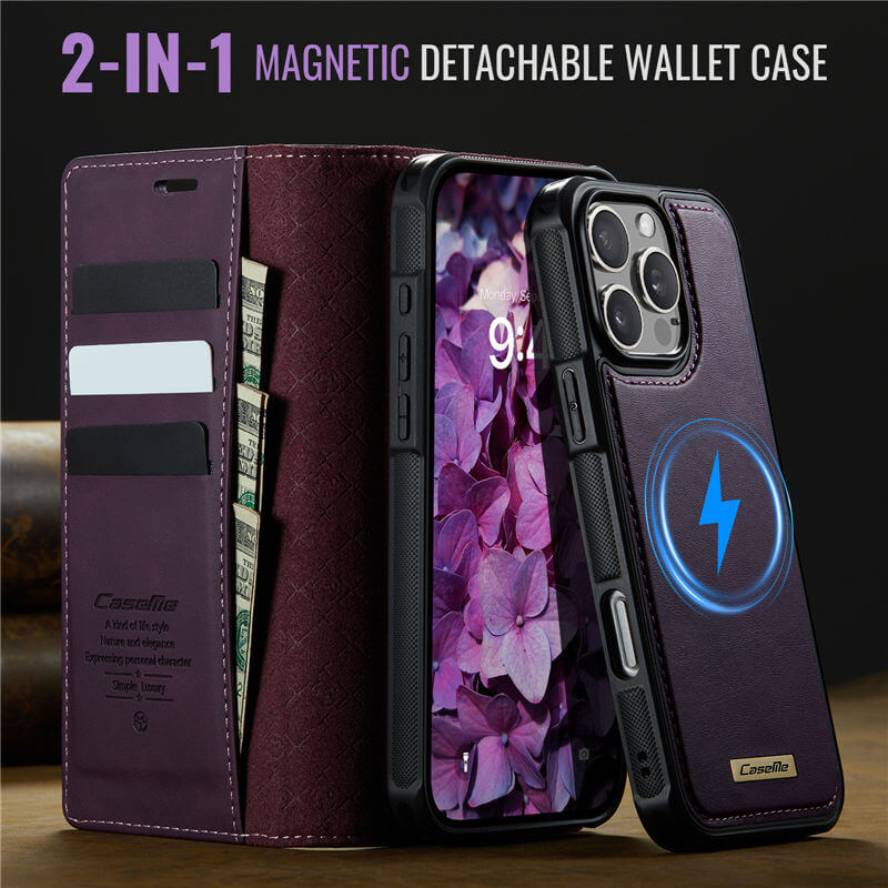 CaseMe iPhone 16 Pro Max 2-in-1 Magnetic Wallet Case