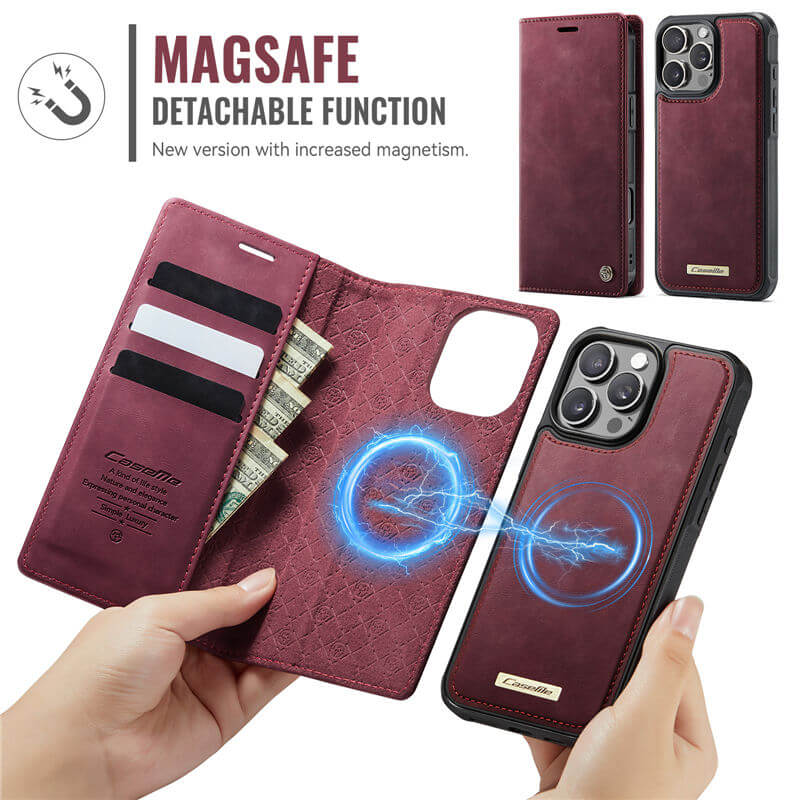 CaseMe iPhone 16 Pro Max 2-in-1 Magnetic Wallet Case