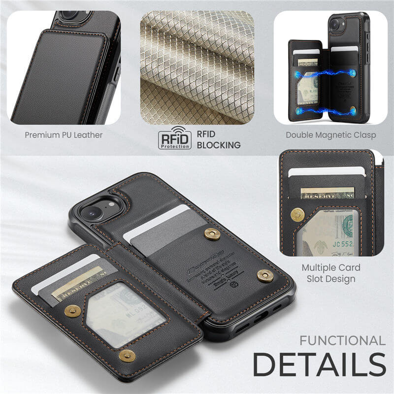 CaseMe iPhone 16e RFID Blocking Card Holder Case
