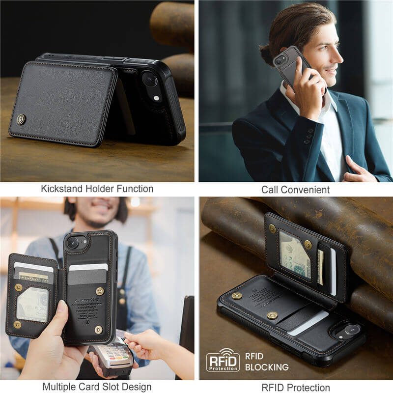 CaseMe iPhone 16e RFID Blocking Card Holder Case