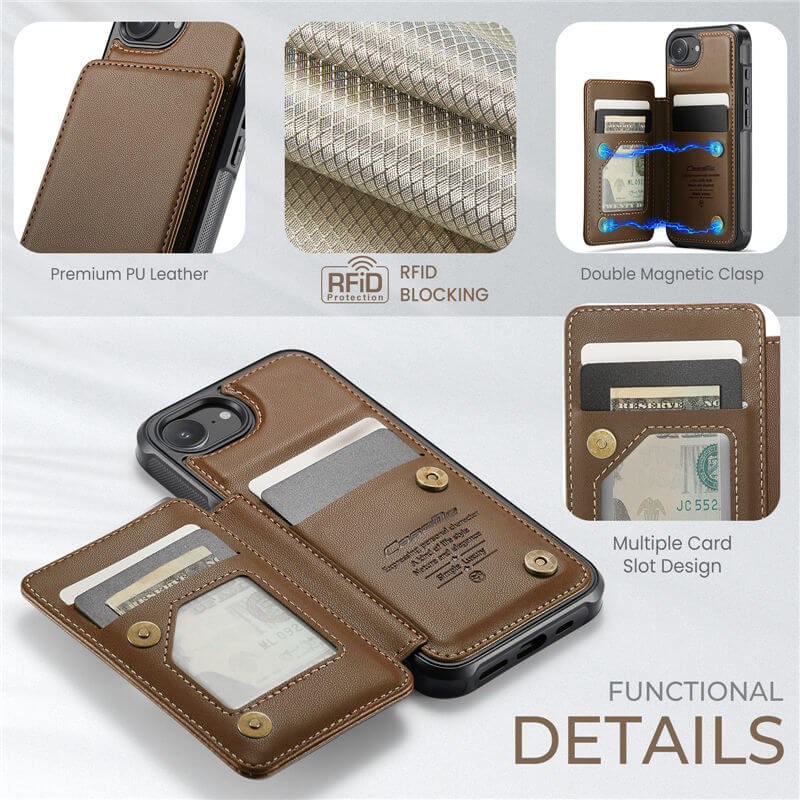 CaseMe iPhone 16e RFID Blocking Card Holder Case