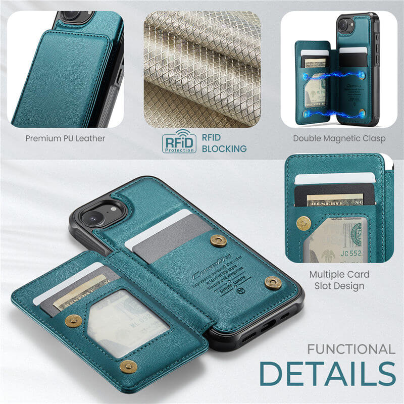 CaseMe iPhone 16e RFID Blocking Card Holder Case