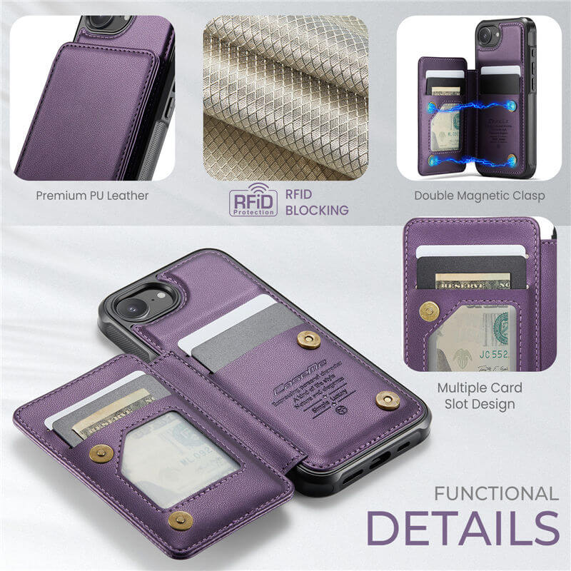 CaseMe iPhone 16e RFID Blocking Card Holder Case