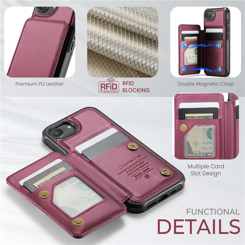 CaseMe iPhone 16e RFID Blocking Card Holder Case