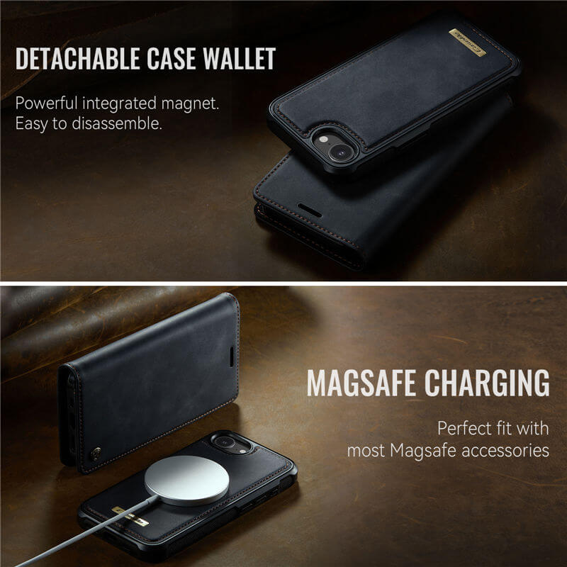 CaseMe iPhone 16E 2-in-1 Magnetic Wallet Case