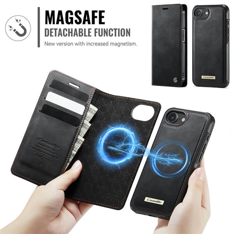 CaseMe iPhone 16E 2-in-1 Magnetic Wallet Case