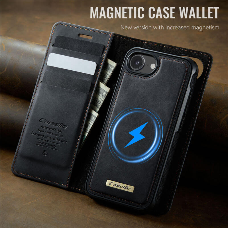 CaseMe iPhone 16E 2-in-1 Magnetic Wallet Case