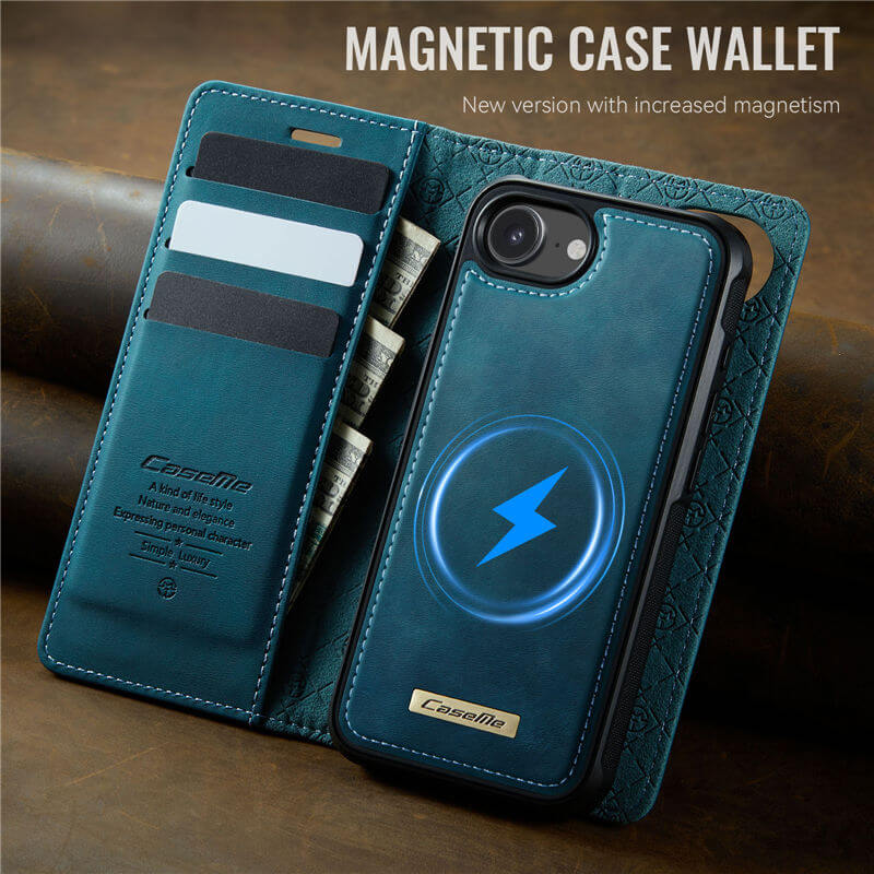 CaseMe iPhone 16E 2-in-1 Magnetic Wallet Case