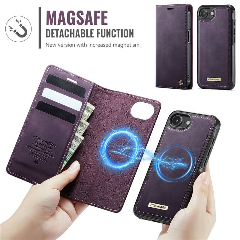 CaseMe iPhone 16E 2-in-1 Magnetic Wallet Case