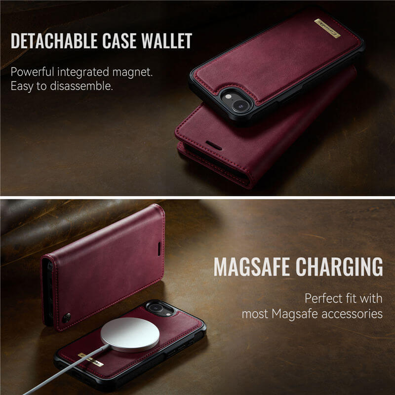 CaseMe iPhone 16E 2-in-1 Magnetic Wallet Case