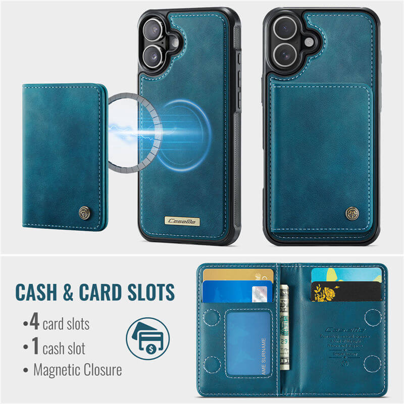 CaseMe iPhone 16 2-in-1 Detachable Magnetic Wallet Case