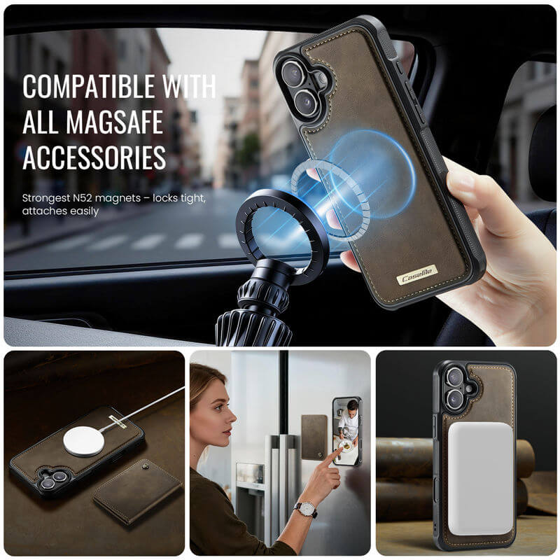 CaseMe iPhone 16 2-in-1 Detachable Magnetic Wallet Case