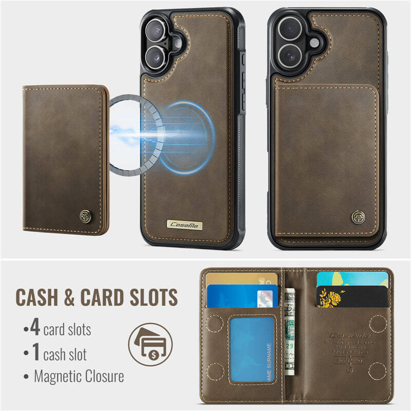 CaseMe iPhone 16 2-in-1 Detachable Magnetic Wallet Case