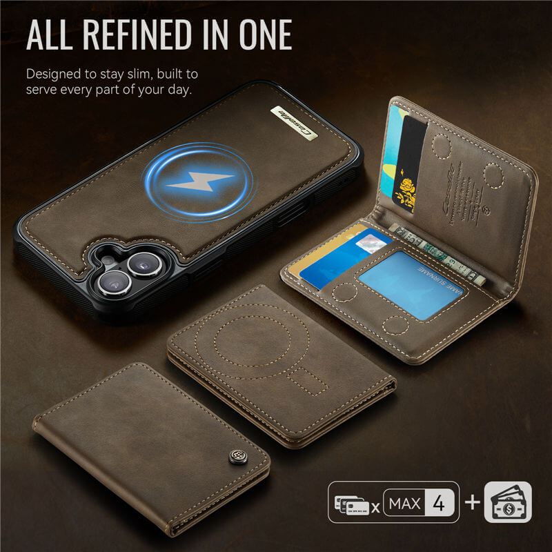 CaseMe iPhone 16 2-in-1 Detachable Magnetic Wallet Case