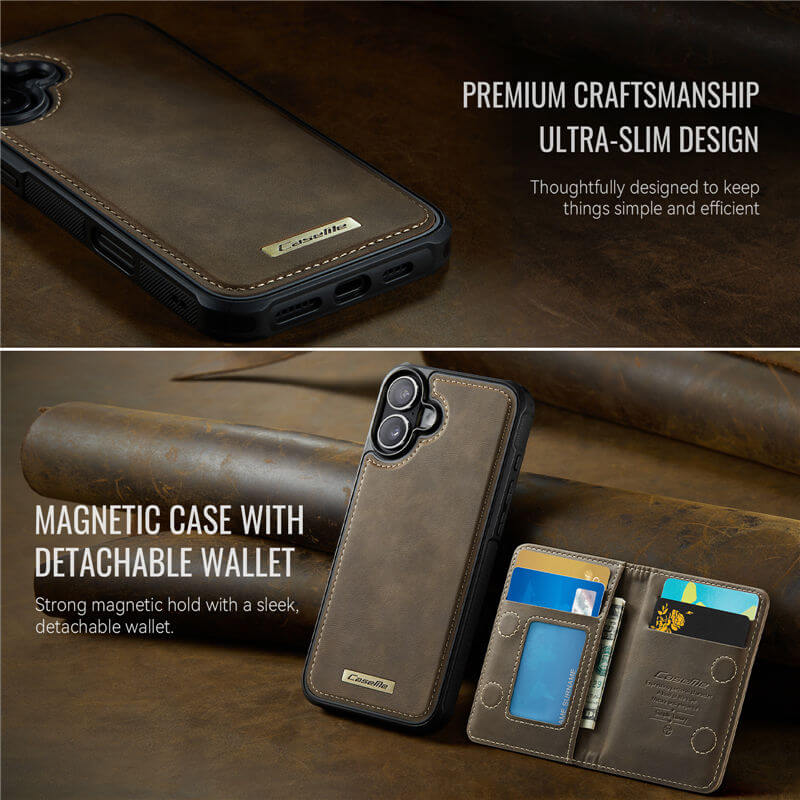 CaseMe iPhone 16 2-in-1 Detachable Magnetic Wallet Case