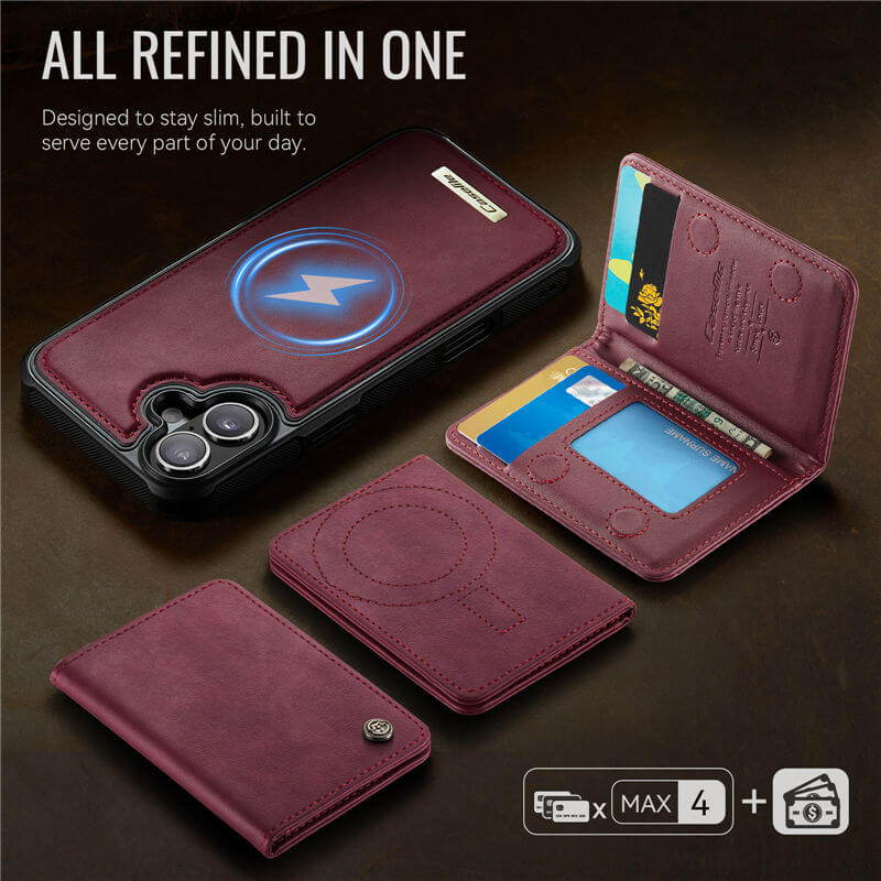 CaseMe iPhone 16 Plus 2-in-1 Detachable Magnetic Wallet Case