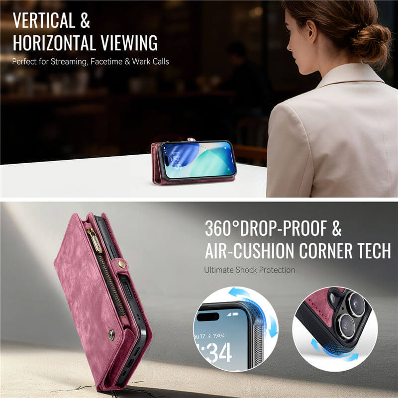 CaseMe iPhone 17 2-in-1 Magnetic RFID Wallet Case