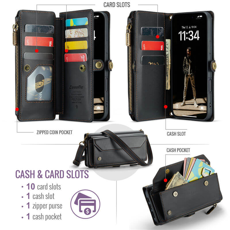 CaseMe iPhone Air Wallet RFID Blocking Crossbody Phone Case