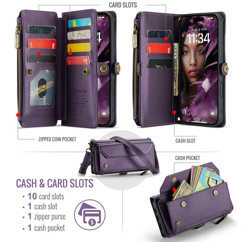 CaseMe iPhone Air Wallet RFID Blocking Crossbody Phone Case