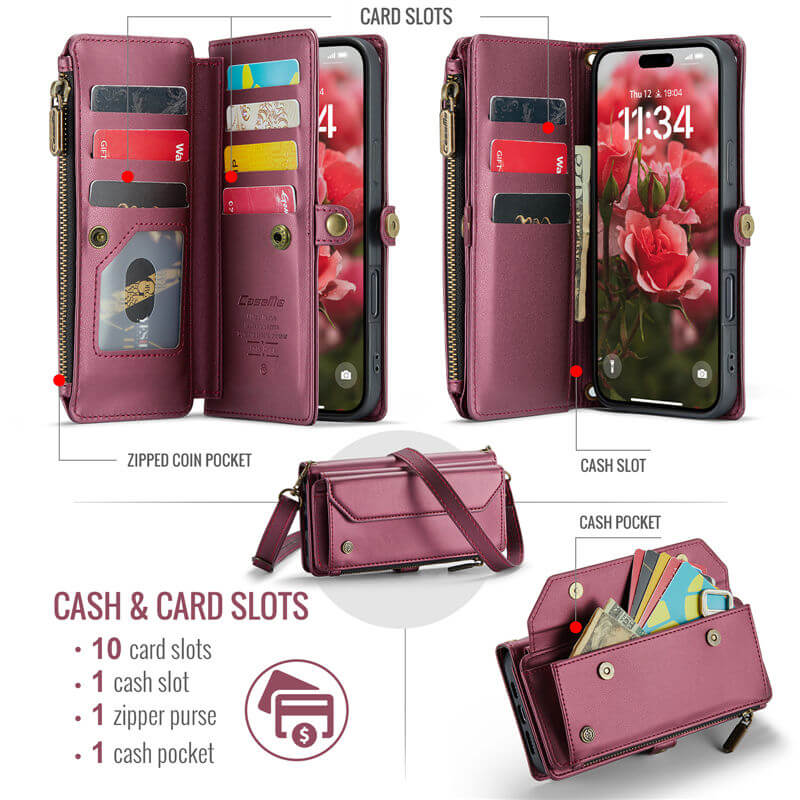 CaseMe iPhone Air Wallet RFID Blocking Crossbody Phone Case
