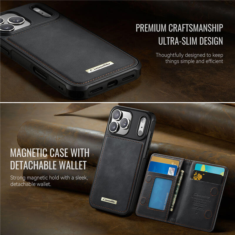 CaseMe iPhone 17 Pro 2-in-1 Detachable Magnetic Wallet Case