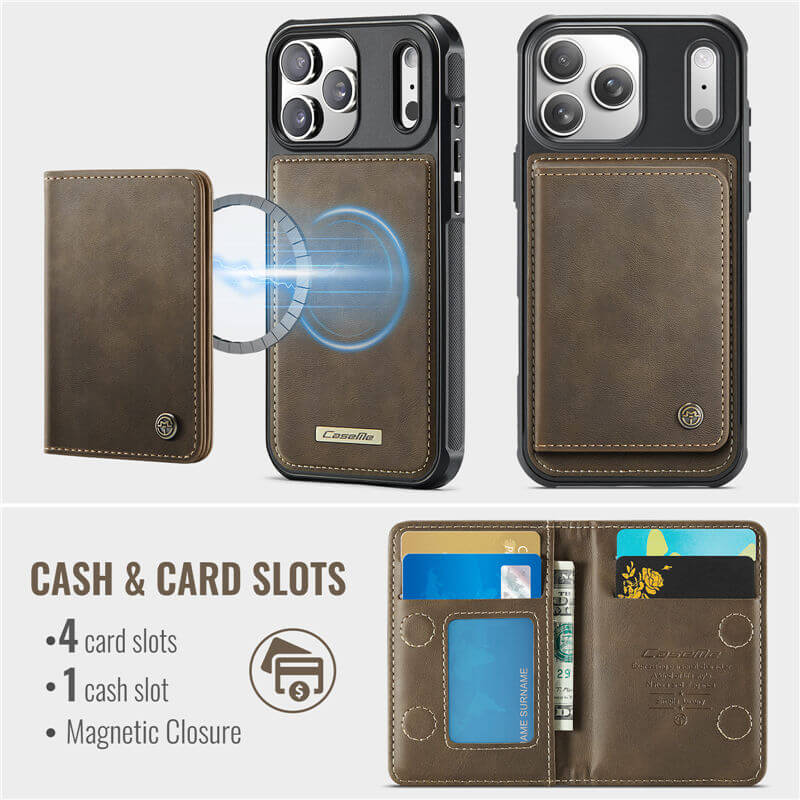 CaseMe iPhone 17 Pro 2-in-1 Detachable Magnetic Wallet Case