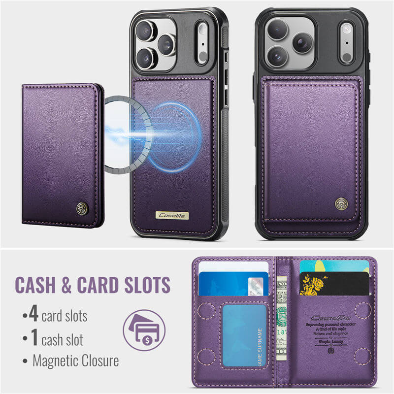 CaseMe iPhone 17 Pro 2-in-1 Detachable Magnetic Wallet Case