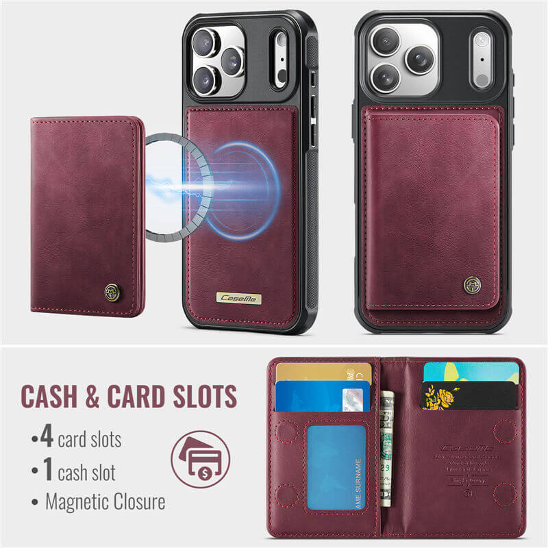 CaseMe iPhone 17 Pro Max 2-in-1 Detachable Magnetic Wallet Case