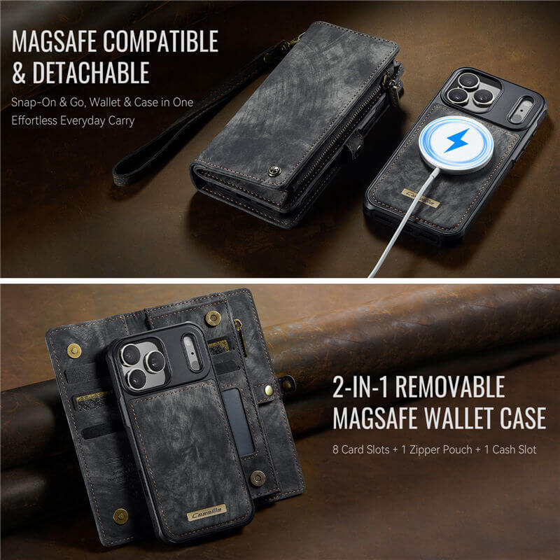 CaseMe iPhone 17 Pro Max 2-in-1 Magnetic RFID Wallet Case