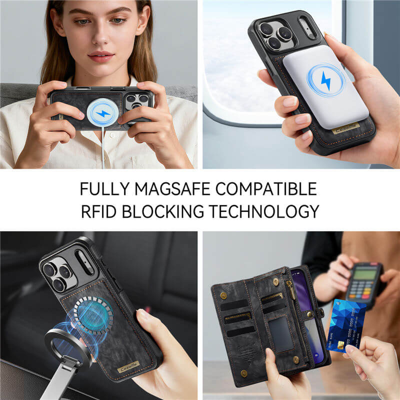CaseMe iPhone 17 Pro Max 2-in-1 Magnetic RFID Wallet Case