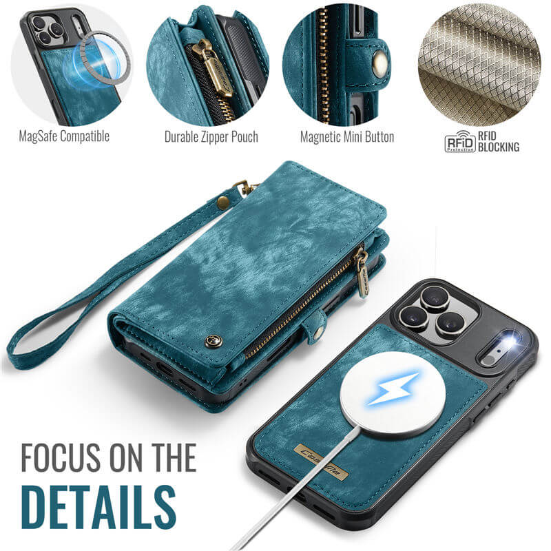 CaseMe iPhone 17 Pro 2-in-1 Magnetic RFID Wallet Case
