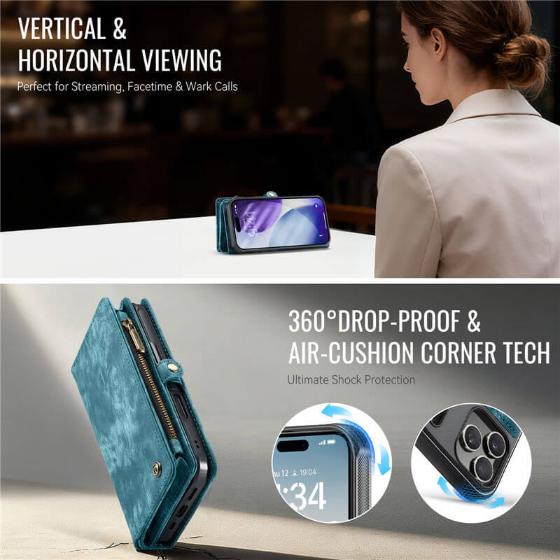 CaseMe iPhone 17 Pro 2-in-1 Magnetic RFID Wallet Case