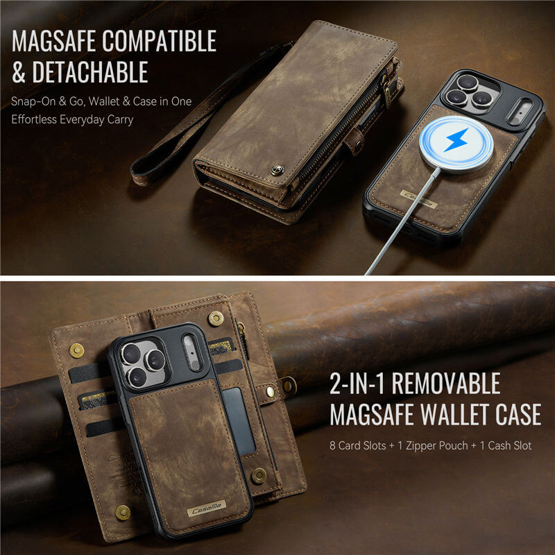 CaseMe iPhone 17 Pro Max 2-in-1 Magnetic RFID Wallet Case