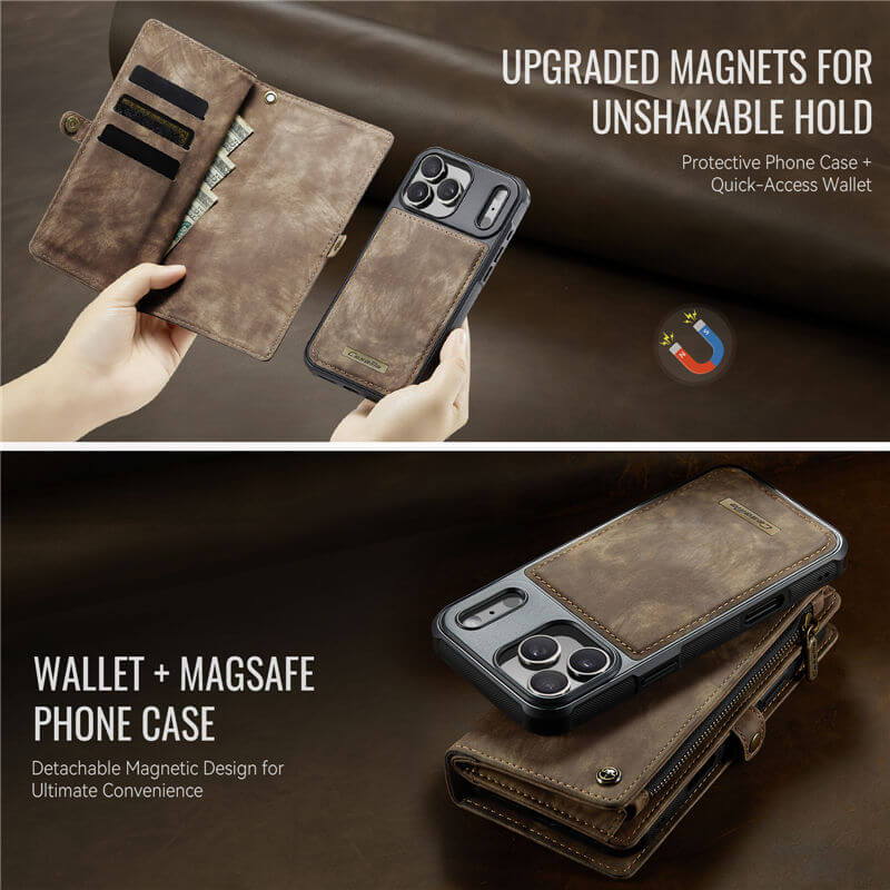 CaseMe iPhone 17 Pro Max 2-in-1 Magnetic RFID Wallet Case
