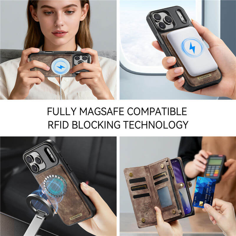 CaseMe iPhone 17 Pro Max 2-in-1 Magnetic RFID Wallet Case