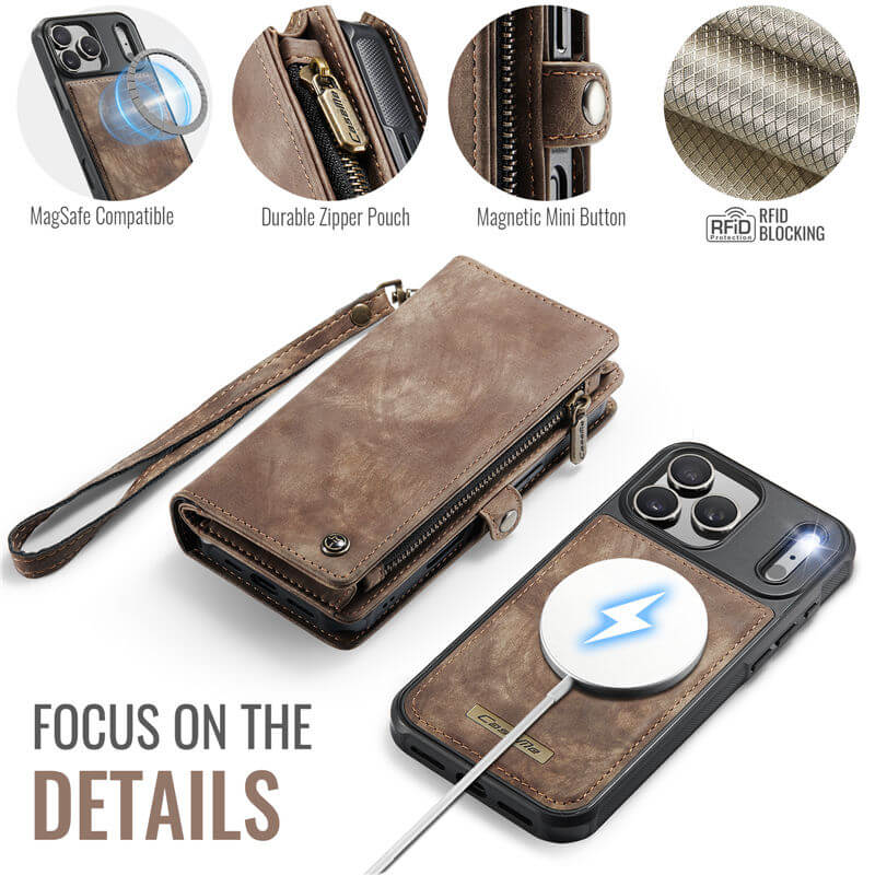 CaseMe iPhone 17 Pro Max 2-in-1 Magnetic RFID Wallet Case