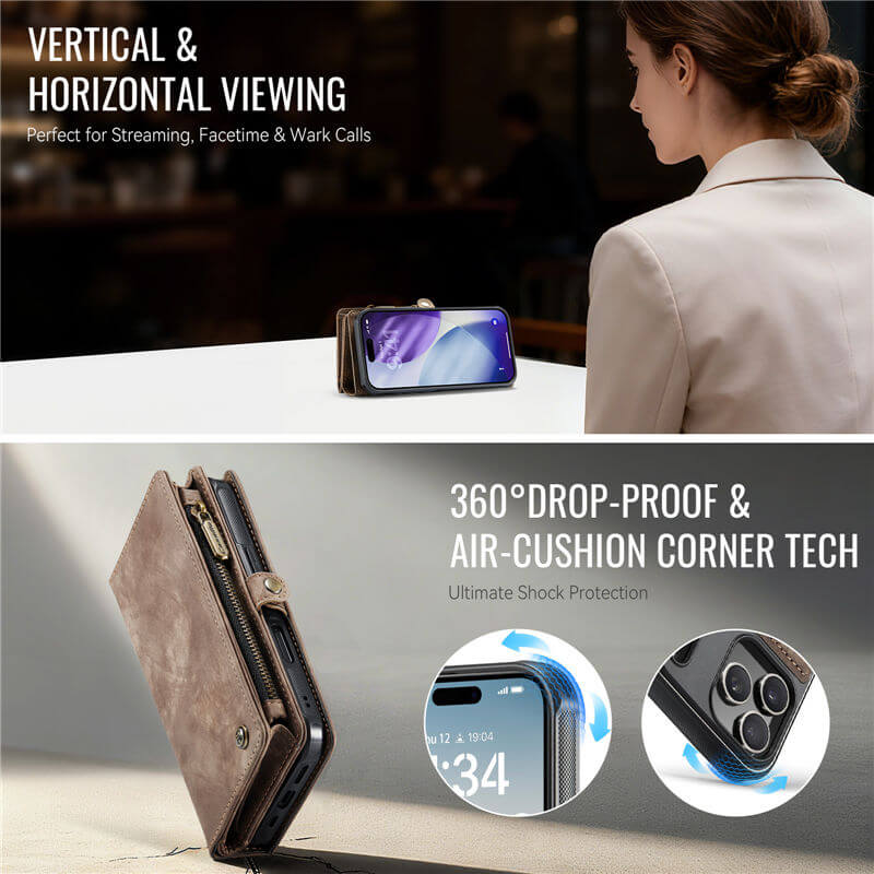 CaseMe iPhone 17 Pro Max 2-in-1 Magnetic RFID Wallet Case
