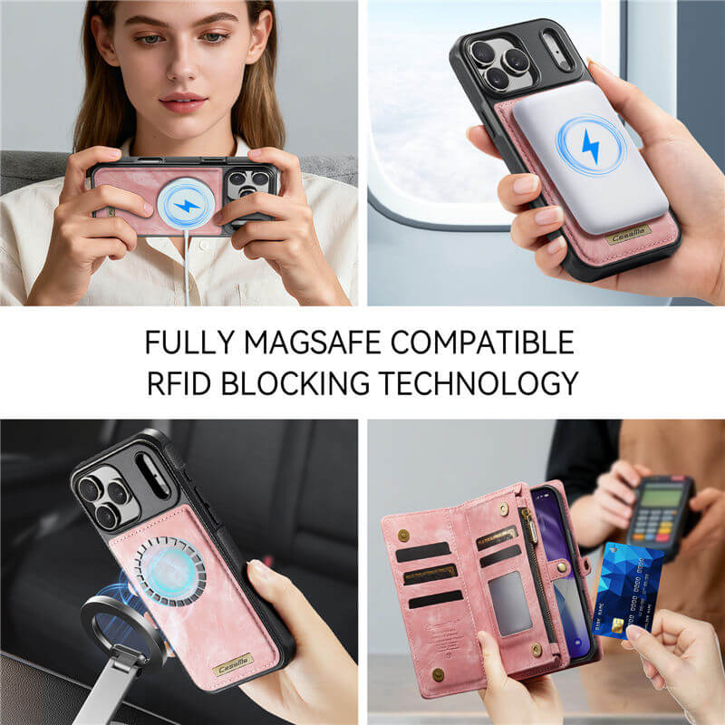 CaseMe iPhone 17 Pro Max 2-in-1 Magnetic RFID Wallet Case