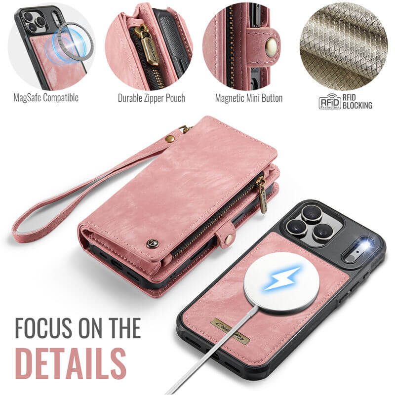 CaseMe iPhone 17 Pro Max 2-in-1 Magnetic RFID Wallet Case
