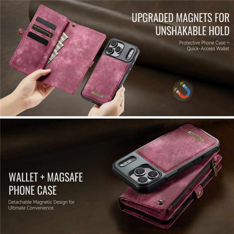 CaseMe iPhone 17 Pro Max 2-in-1 Magnetic RFID Wallet Case