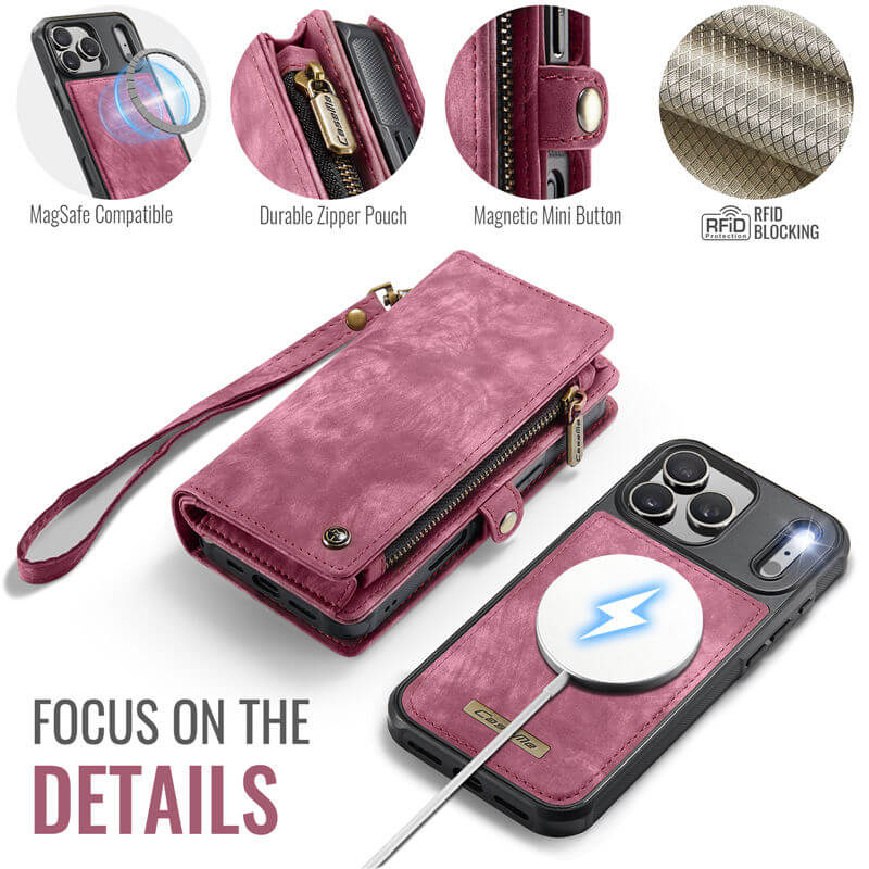 CaseMe iPhone 17 Pro Max 2-in-1 Magnetic RFID Wallet Case
