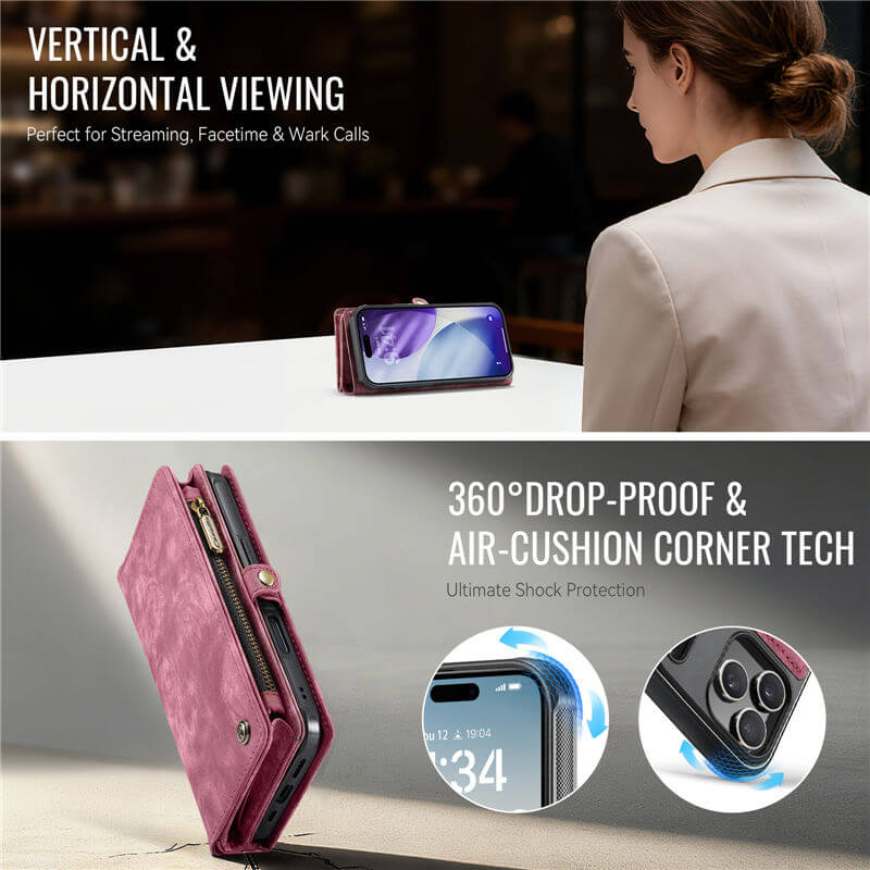 CaseMe iPhone 17 Pro Max 2-in-1 Magnetic RFID Wallet Case