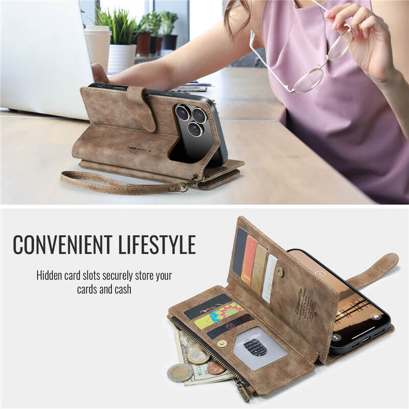 CaseMe iPhone 17 Pro Max Wallet Case with Wrist Strap