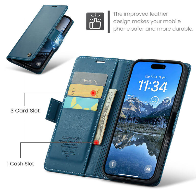 CaseMe iPhone 17 Pro Wallet RFID Blocking Case