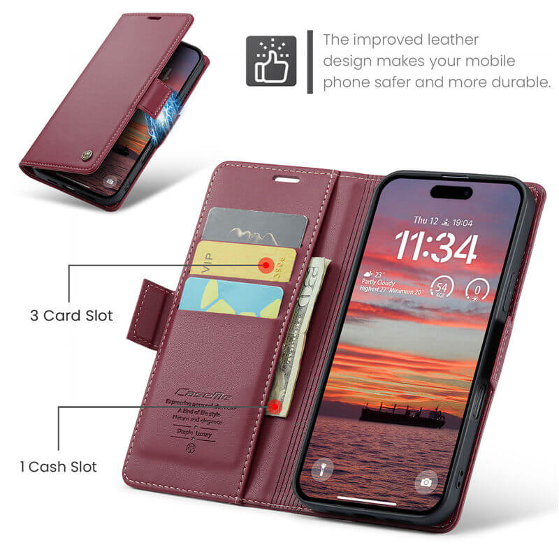 CaseMe iPhone 17 Pro Wallet RFID Blocking Case