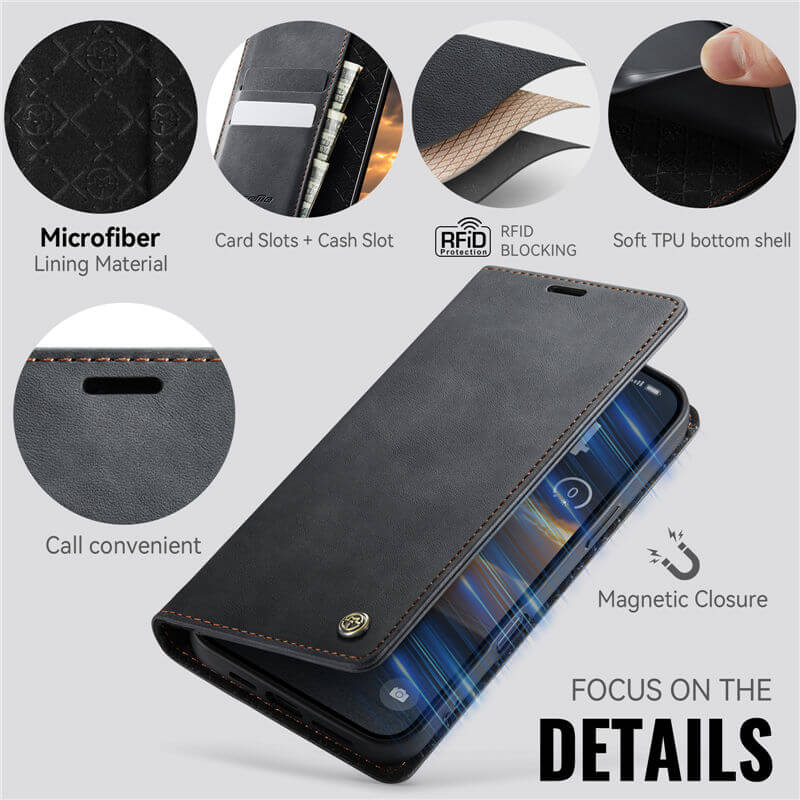 CaseMe iPhone 17 Pro Magnetic Wallet Case with RFID Blocking