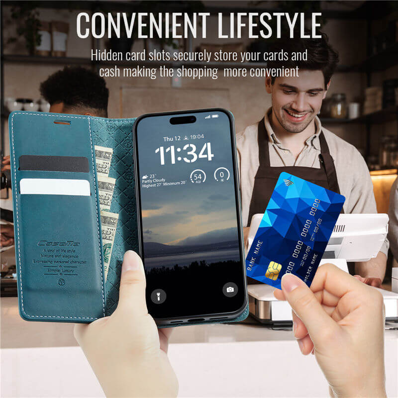 CaseMe iPhone 17 Pro Max Magnetic Wallet Case with RFID Blocking