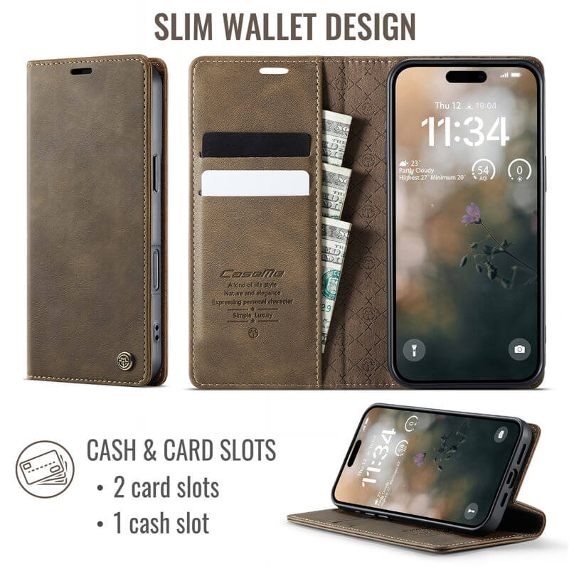 CaseMe iPhone 17 Pro Max Magnetic Wallet Case with RFID Blocking