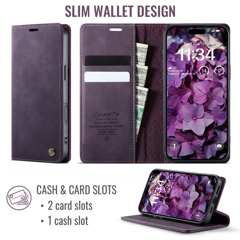 CaseMe iPhone 17 Pro Magnetic Wallet Case with RFID Blocking